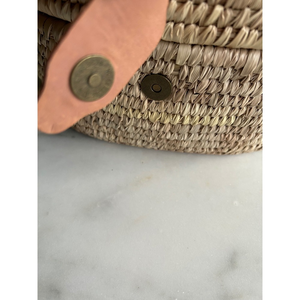 Ten Thousand Villages Woven Straw Crossbody Purse Tan Leather Trim Bangladesh - Picture 10 of 16